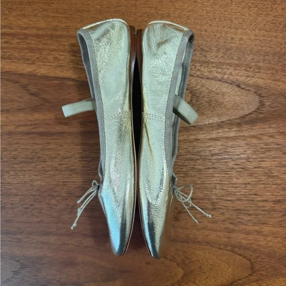 Loeffler Randall Metallic Gold Leather Mary Jane Flats - Picture 4 of 7